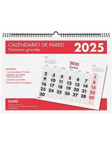 Calendario de pared números grandes 2025