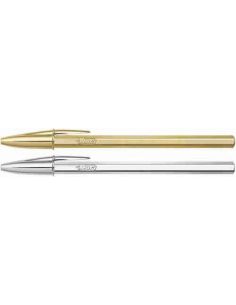 Bolígrafo Cristal cuerpo oro y plata