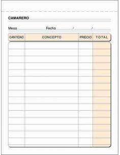 Talonario camareros