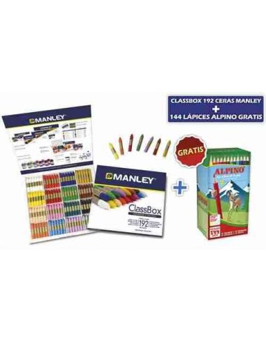 Schoolpack 192 ceras Manley + Bote de 144 lapiceros GRATIS