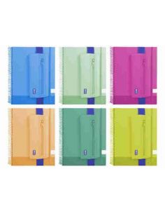Set cuaderno A4 + portatodo neopreno neón