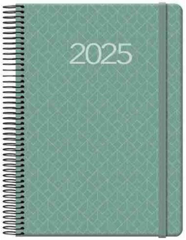 Agenda Día Página Newport Espiral 14x20 Verde 2025