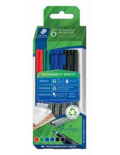 Estuche ECO+ Lumocolor permanent marker 318 Staedtler - 6 pzas surtidas