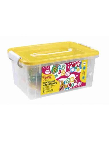 Baul con 2 sets de moldes: Alfabeto + Números + formas geométricas