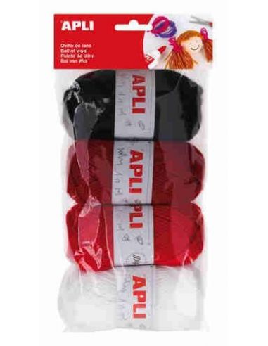 Ovillos de lana tonos rojos 4 unidades