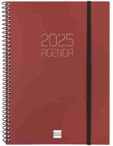 Agenda Semana Vista Horizontal Opaque E10 Burdeos Catalán 2025 Finocam