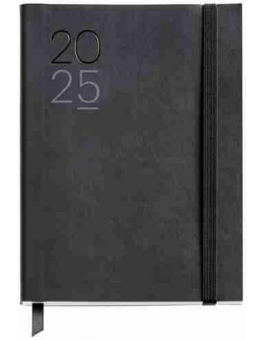 Agenda Semana Vista flexible cosida Journal Luxor 122 x 168 negro Catalán 2025