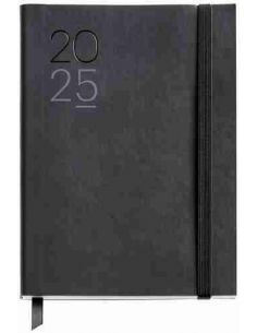 Agenda Día Página flexible cosida Journal Luxor 122 x 168 negro Catalán 2025