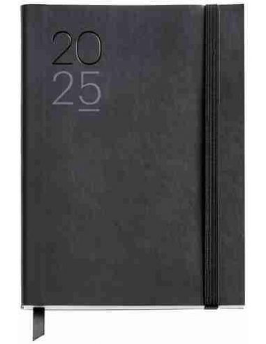 Agenda Día Página flexible cosida Journal Luxor 122 x 168 negro Catalán 2025