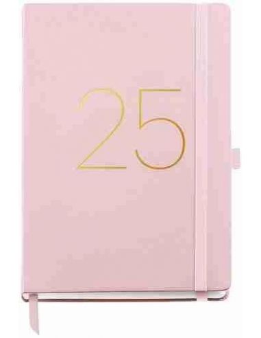 Agenda Día Página rígida cosida Plus Chester 155 x 213 rosa Catalán 2025