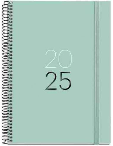 Agenda Semana Vista Espiral Plus cartón 155 x 213 Calm Aqua 2025