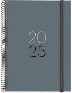 Agenda Semana Vista Espiral Plus cartón 155 x 213 Calm Grafito 2025