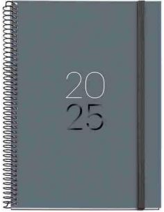 Agenda Semana Vista Espiral Plus cartón 155 x 213 Calm Grafito Catalán 2025