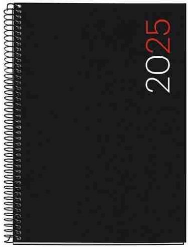 Agenda Semana Vista Vertical polipropileno Espiral Plus City 155 x 213 negro Catalán 2025
