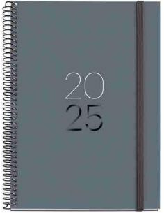 Agenda Día Página Espiral Plus cartón 155 x 213 Calm Grafito 2025