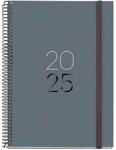 Agenda Día Página Espiral Plus cartón 155 x 213 Calm Grafito 2025