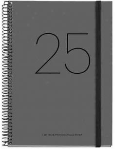 Agenda Semana Vista Espiral cartón Plus con goma Recycled 155 x 213 negro Catalán 2025
