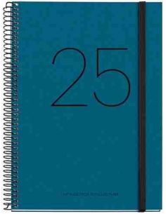 Agenda Semana Vista Espiral cartón Plus con goma Recycled 155 x 213 azul 2025