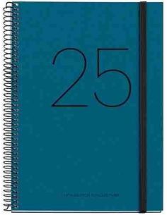 Agenda Semana Vista Espiral cartón Plus con goma Recycled 155 x 213 azul Catalán 2025