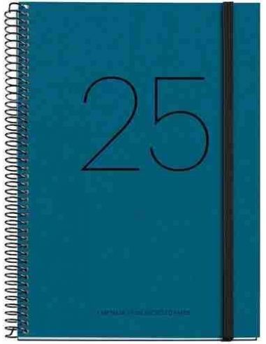 Agenda Día Página Espiral reciclada cartón Plus con goma Recycled 155 x 213 azul Catalán 2025