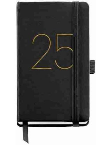 Agenda Semana Vista rígida cosida Passport Chester 90 x 140 negro Catalán 2025