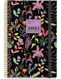 Agenda Día Página Espiral cartón activa 117 x 182 Fantasy garden Catalán 2025