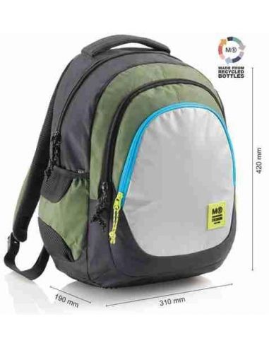 Mochila triple Berlín reciclada rider green 30 litros 420 x 310 x 190 mm