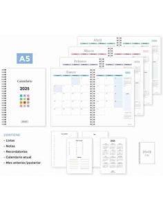 Calendario de mano 2025 A5 ESPIRAL